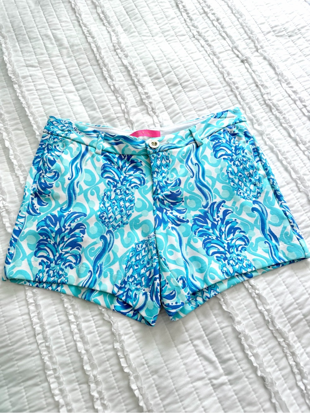 Lilly Pulitzer Size 4 Callahan Knit Short Bennett Blue Out Of The Blue Pineapple